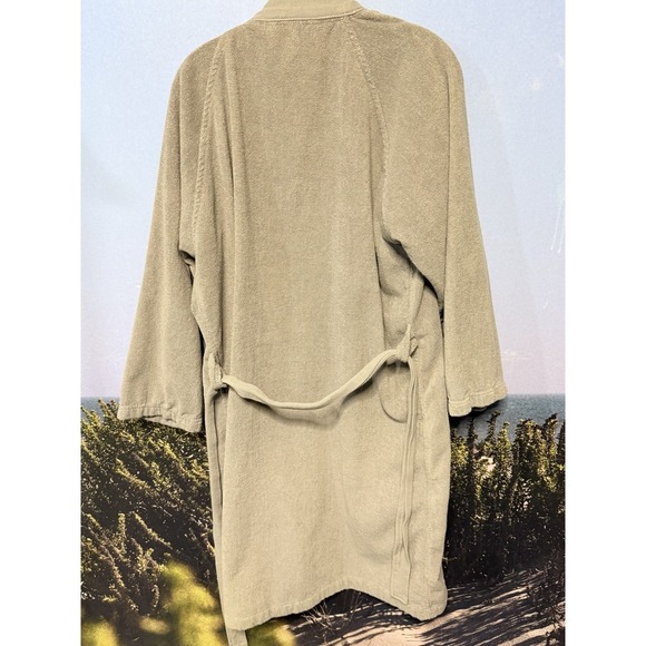 LACOSTE Mens Terry Cotton Bathrobe Light Gray One Size Alligator 🐊 - Picture 3 of 5